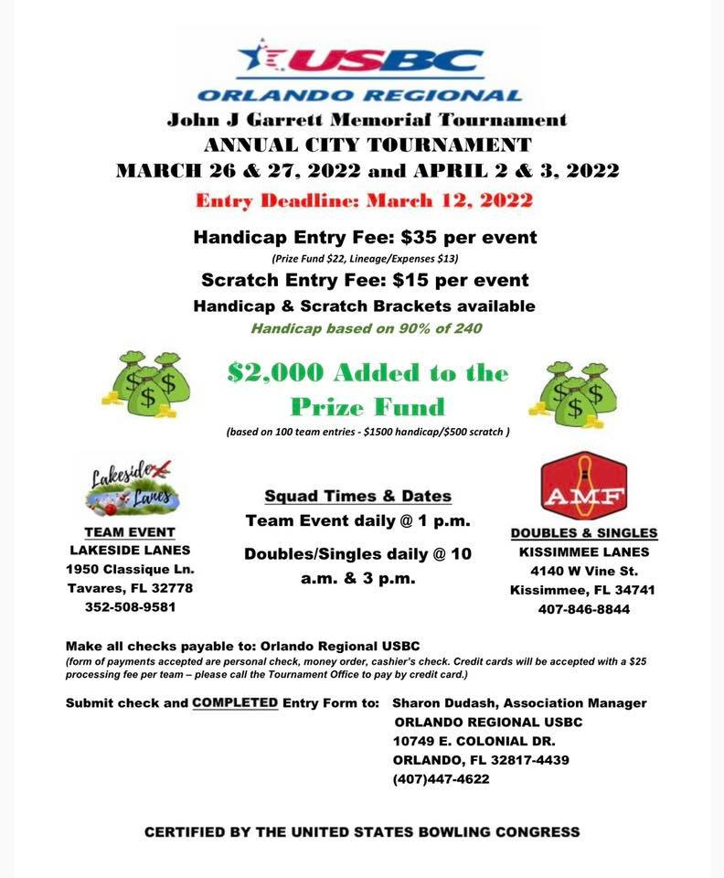 USBC Orlando Regional Annual City Bowling Tournament Southern TNBA