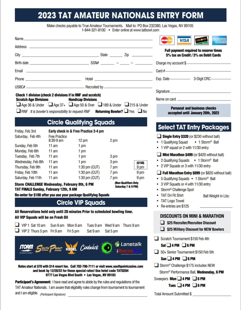 2023 True Amateur Tournament Amateur Nationals Bowling Tournament