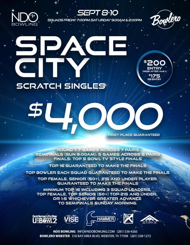 NDO Bowling Space City Scratch Singles Bowling Tournament