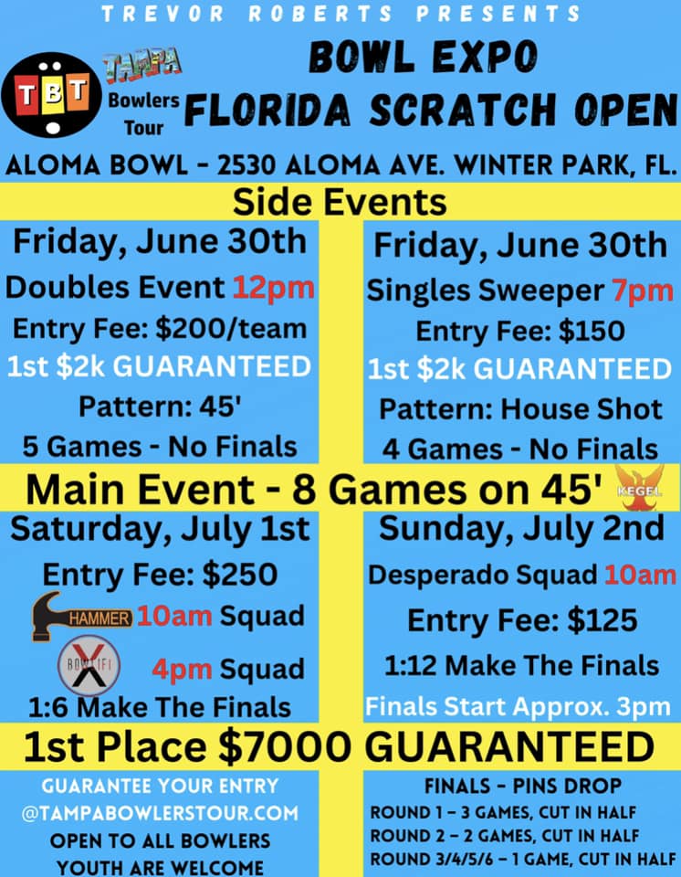 Tampa Bay Bowlers Tour Bowl Expo Florida Scratch Open Bowling