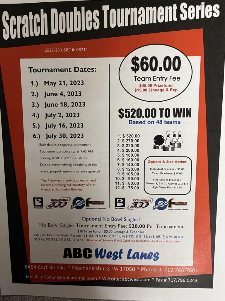 ABC West Lanes Scratch Doubles Bowling Tournament Series