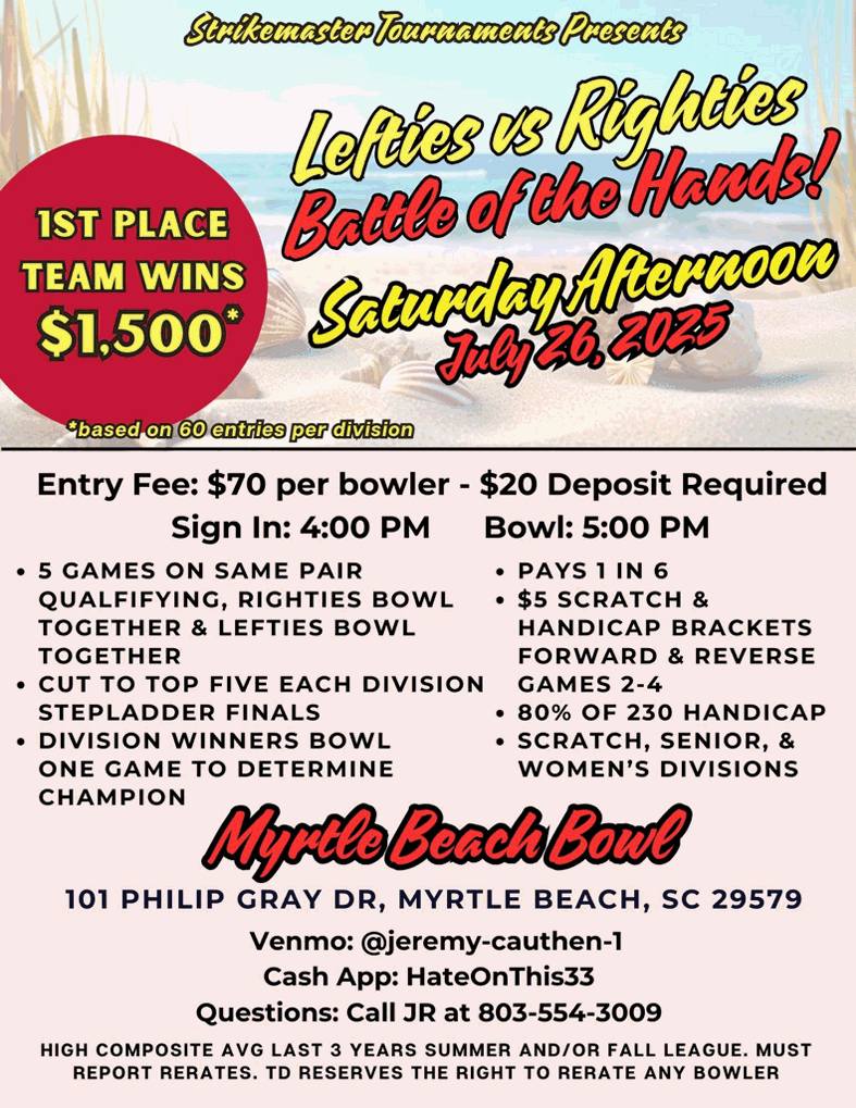 Strikemaster Lefties vs Battle of the Hands Singles Bowling Tournament