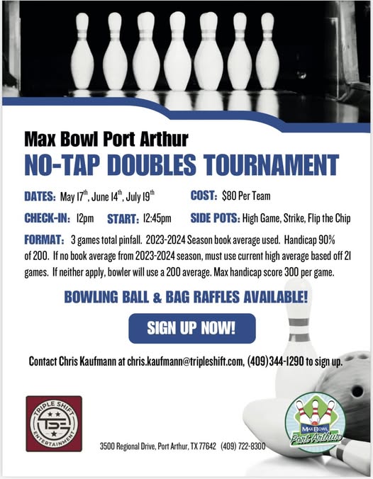 Max Bowl No-Tap Doubles Bowling Tournament